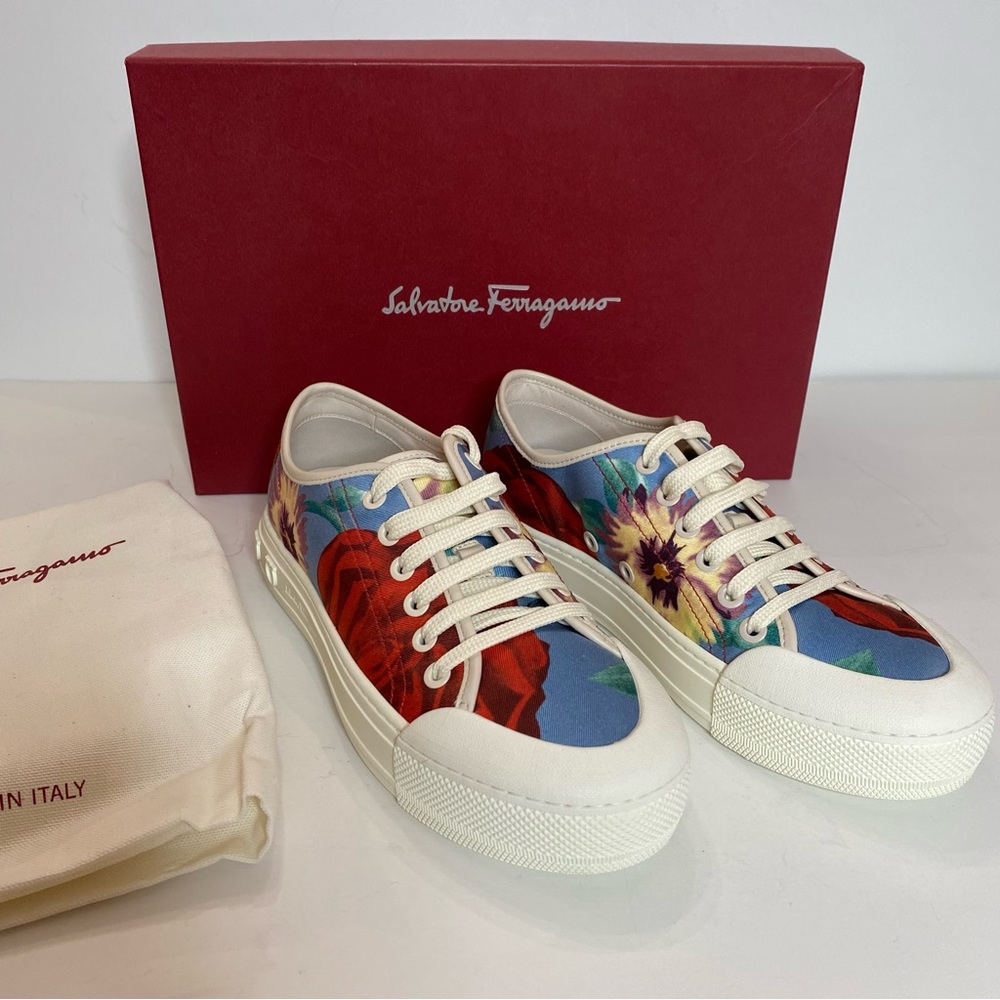 Salvatore Ferragamo Multicolor Floral Printed Sneakers NWT 6C